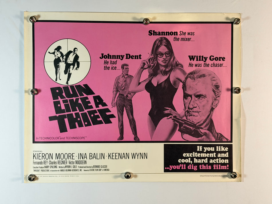 RUN LIKE A THIEF 1967 Original Movie Poster 22x28 SS Rolled Kieron Moore Ina Balin - Joe's Geek VLT