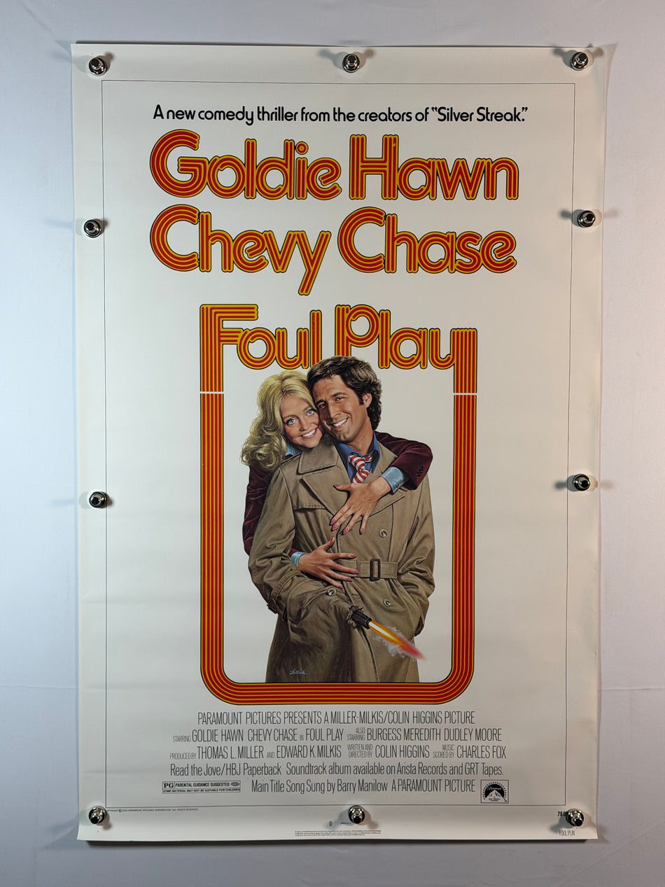 FOUL PLAY 1978 Original Movie Poster 27x41 SS Rolled Goldie Hawn Chevy Chase - Joe's Geek VLT