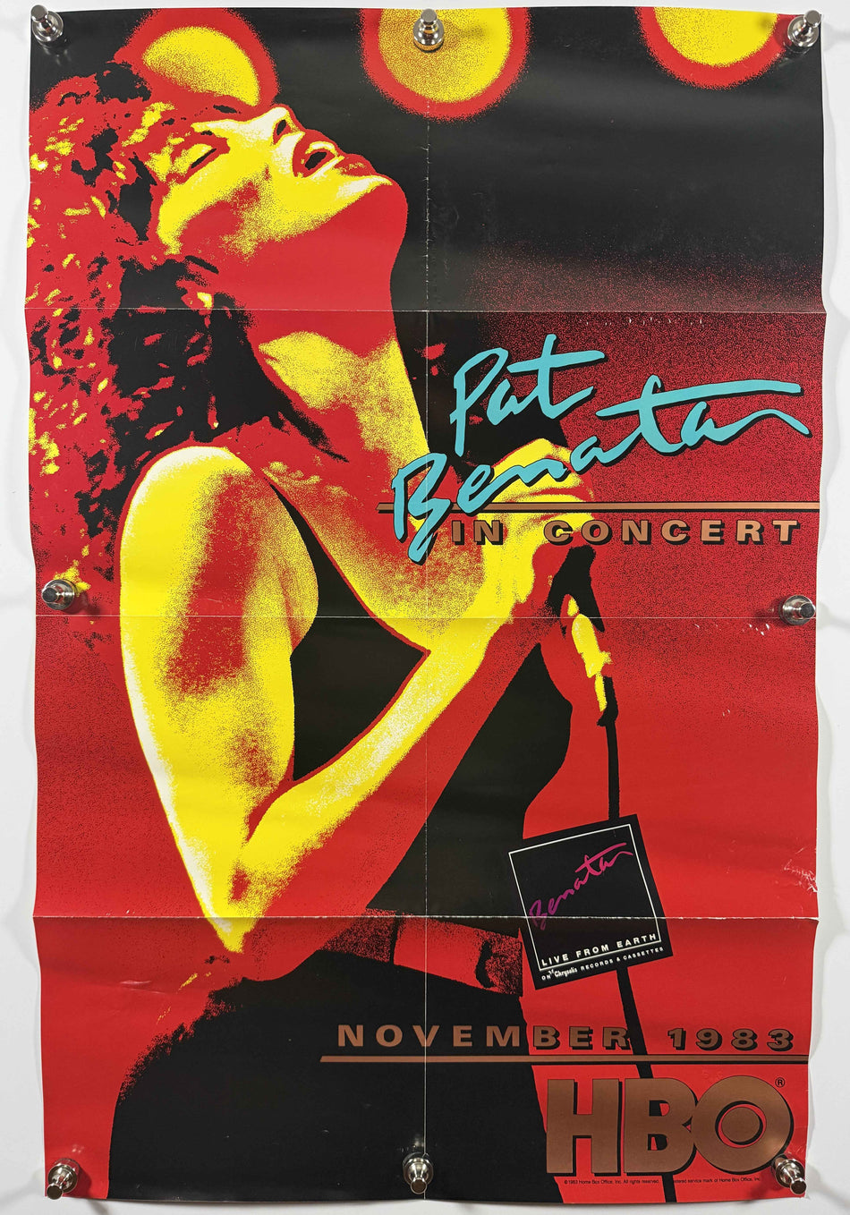 PAT BENATAR 1983 Original HBO In Concert Promotional Poster 22x34 SS Folded Now Rolled