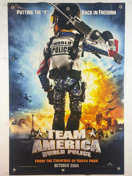 TEAM AMERICA: WORLD POLICE 2004 Original Movie Poster 27x40 DS Rolled Advance “F” Freedom - Joe's Geek VLT