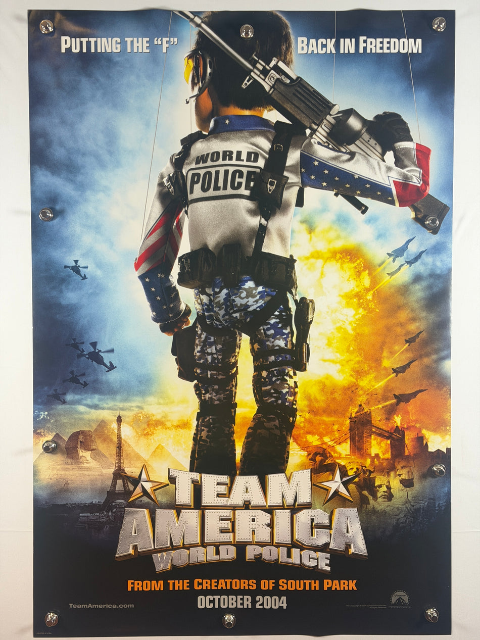 TEAM AMERICA: WORLD POLICE 2004 Original Movie Poster 27x40 DS Rolled Advance “F” Freedom - Joe's Geek VLT