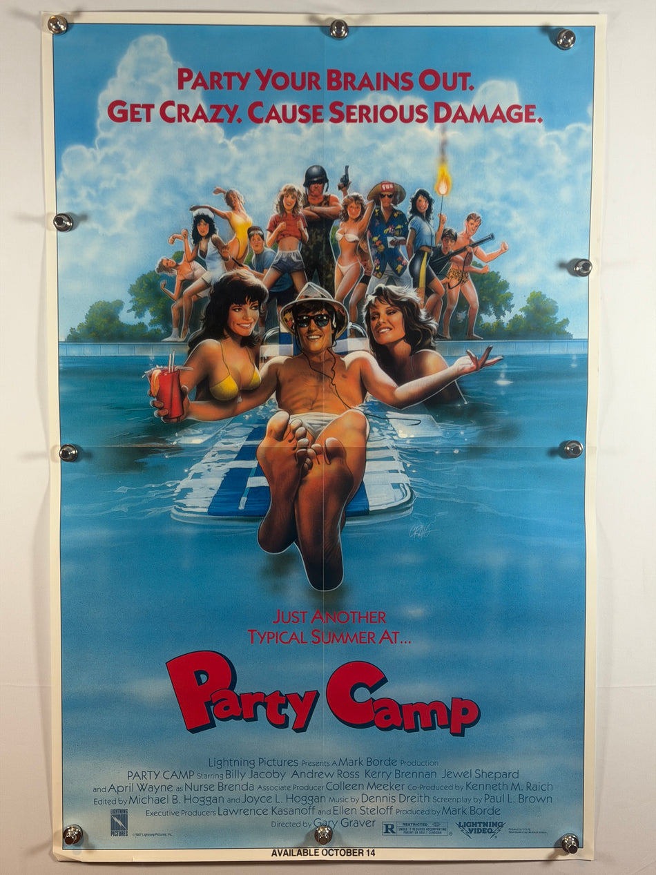Party Camp 1987 Original Movie Poster 27x41 SS Rolled Andrew Ross Kerry Brennan - Joe's Geek VLT