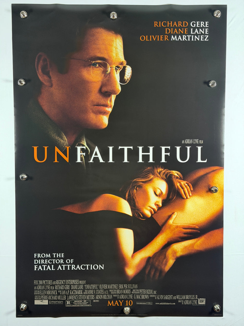 Unfaithful 2002 Original Movie Poster 27x40 DS Rolled Advance Dated “May 10” Diane Lane Richard Gere