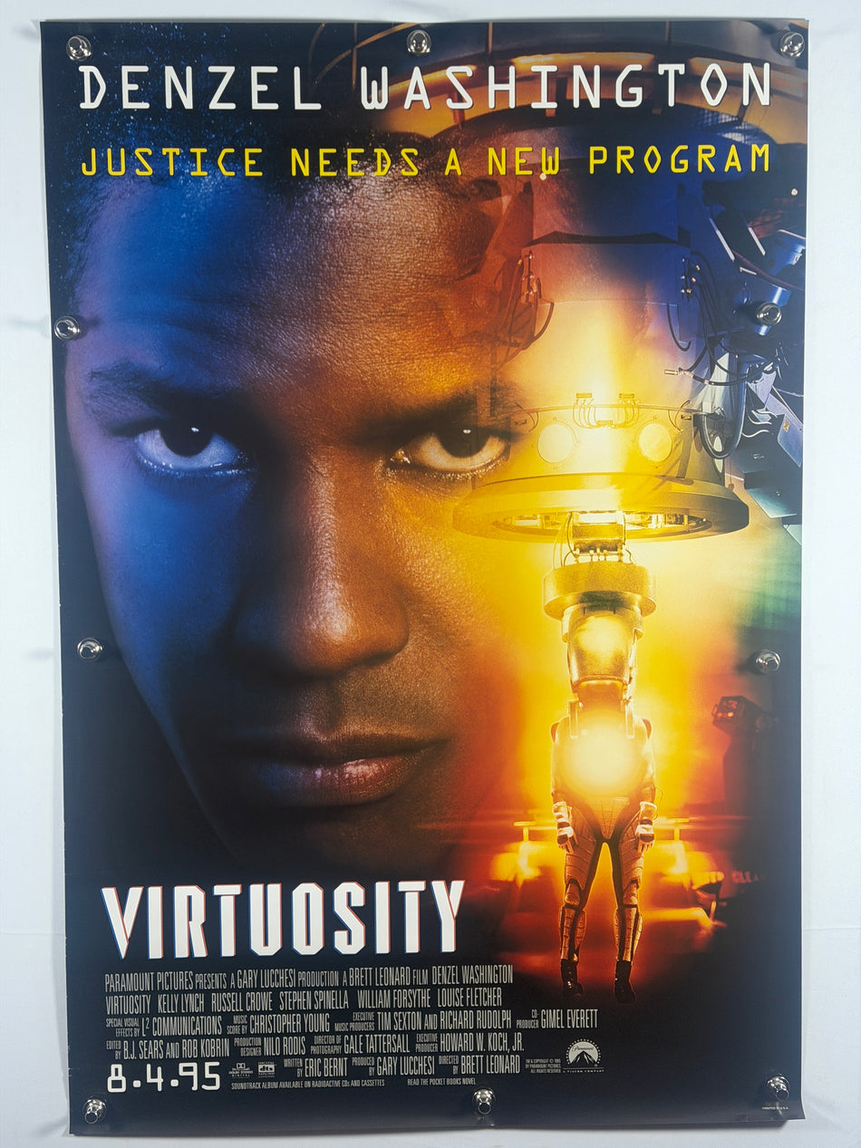 Virtuosity 1995 Original Movie Poster 27x40 DS Rolled Denzel Washington Russell Crowe