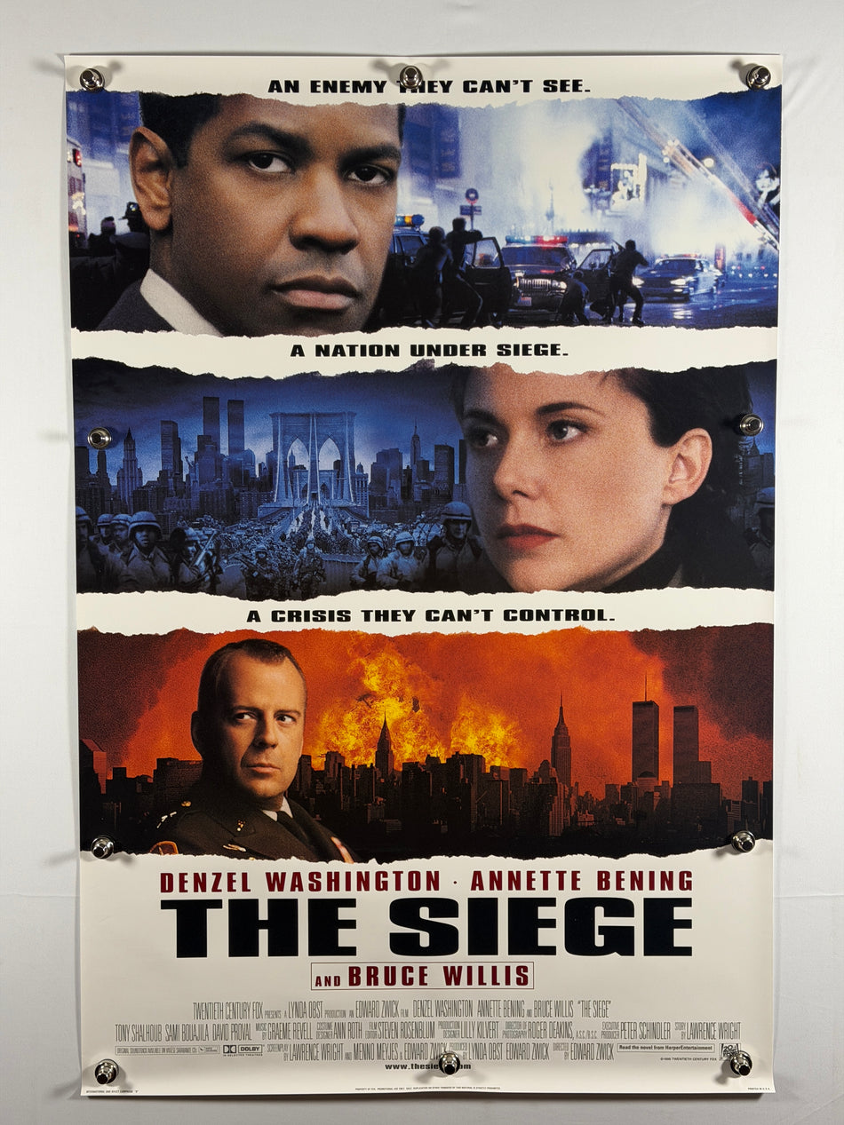 The Siege 1998 Original Movie Poster 27x40 DS Rolled Denzel Washington Bruce Willis