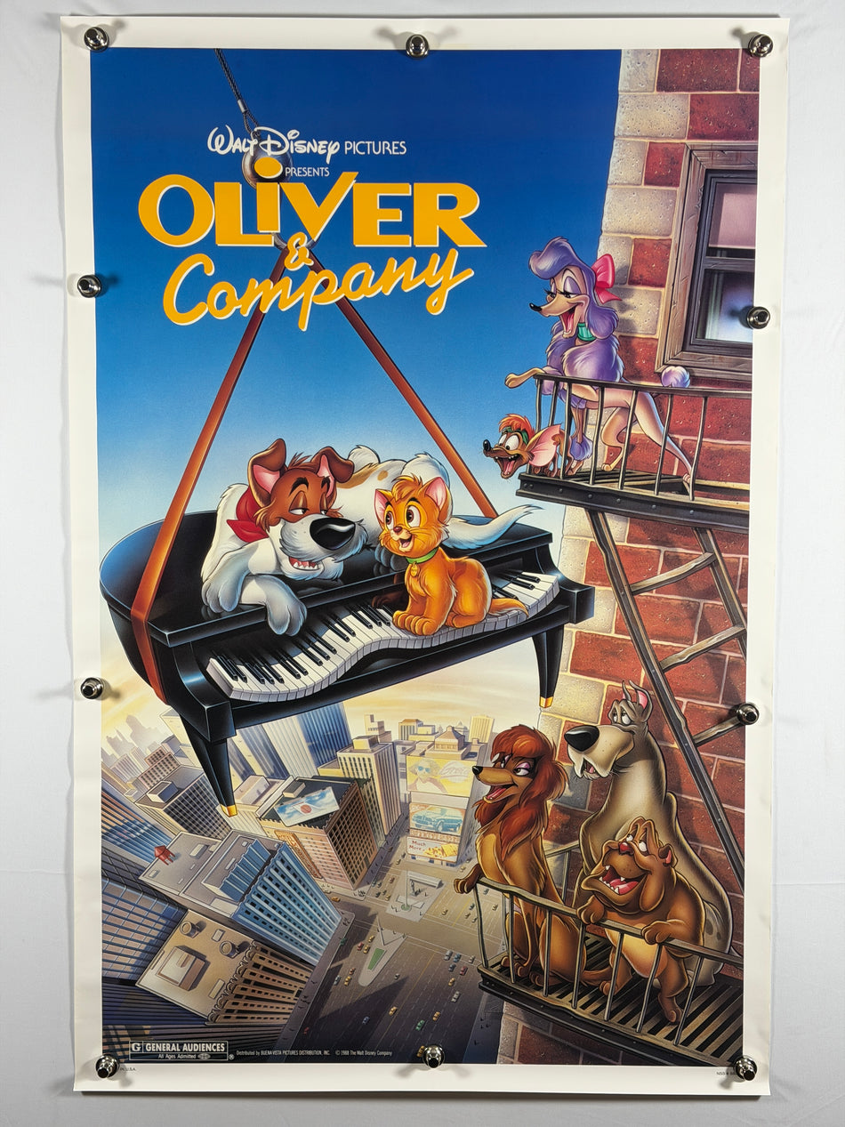 Oliver & Company 1988 Original Movie Poster 27x40 SS Rolled Disney Animation - Joe's Geek VLT