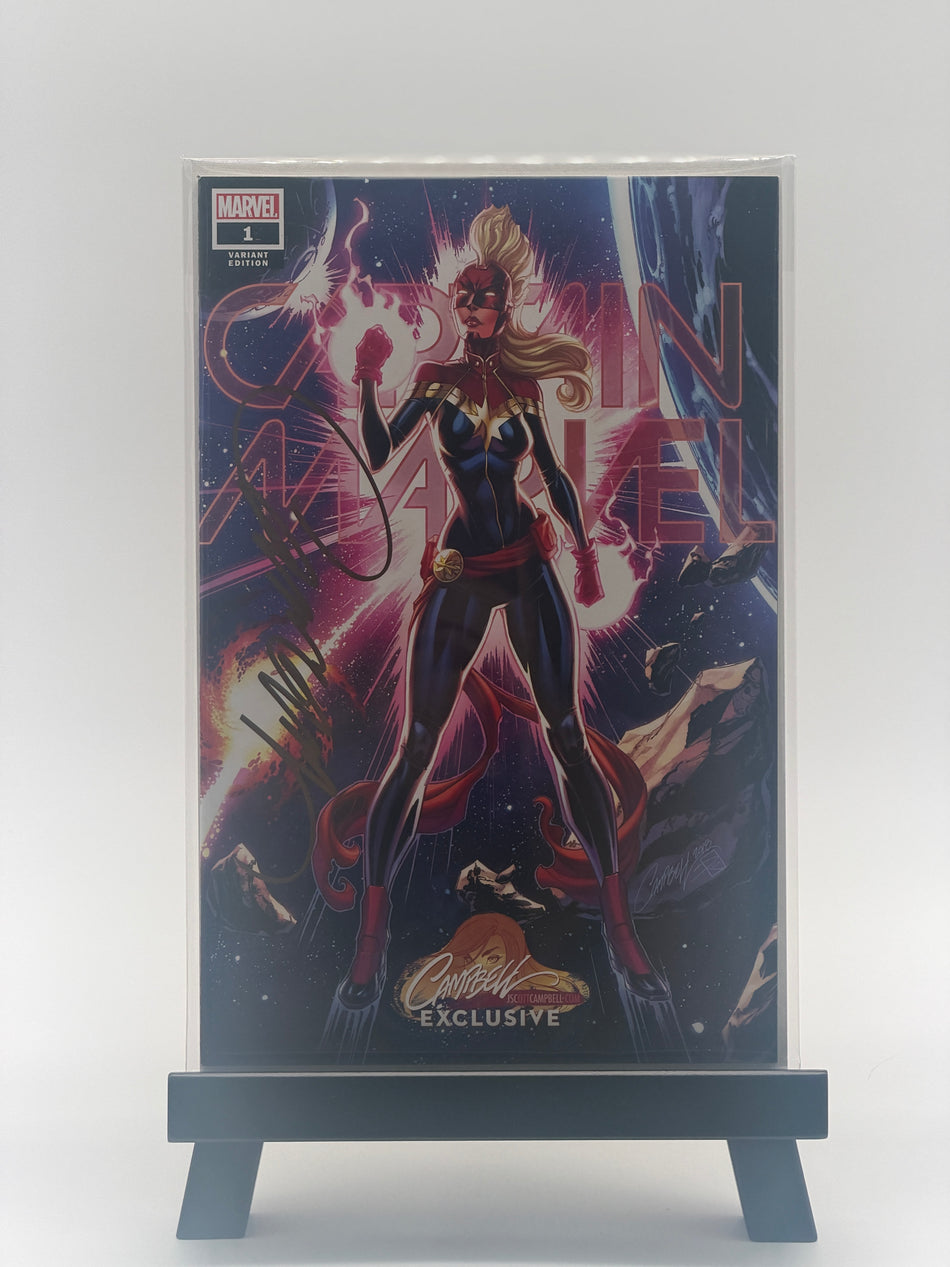 Captain Marvel #1 J Scott Campbell Signed Original Comic Book Marvel Helmet Variant with COA 0641/1000