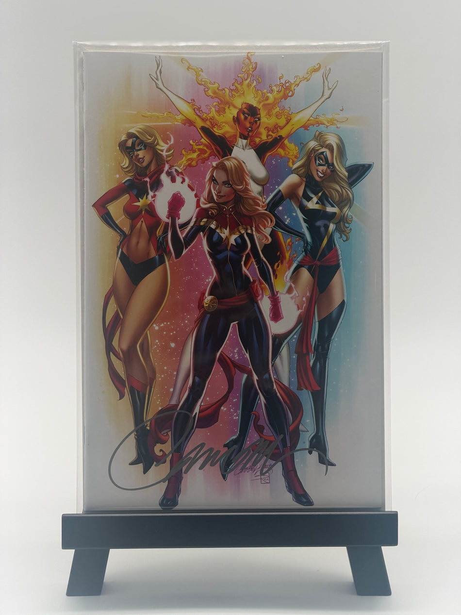 Captain Marvel #1 J Scott Campbell Signed Original Comic Book Marvel Group Variant with COA 549/1500
