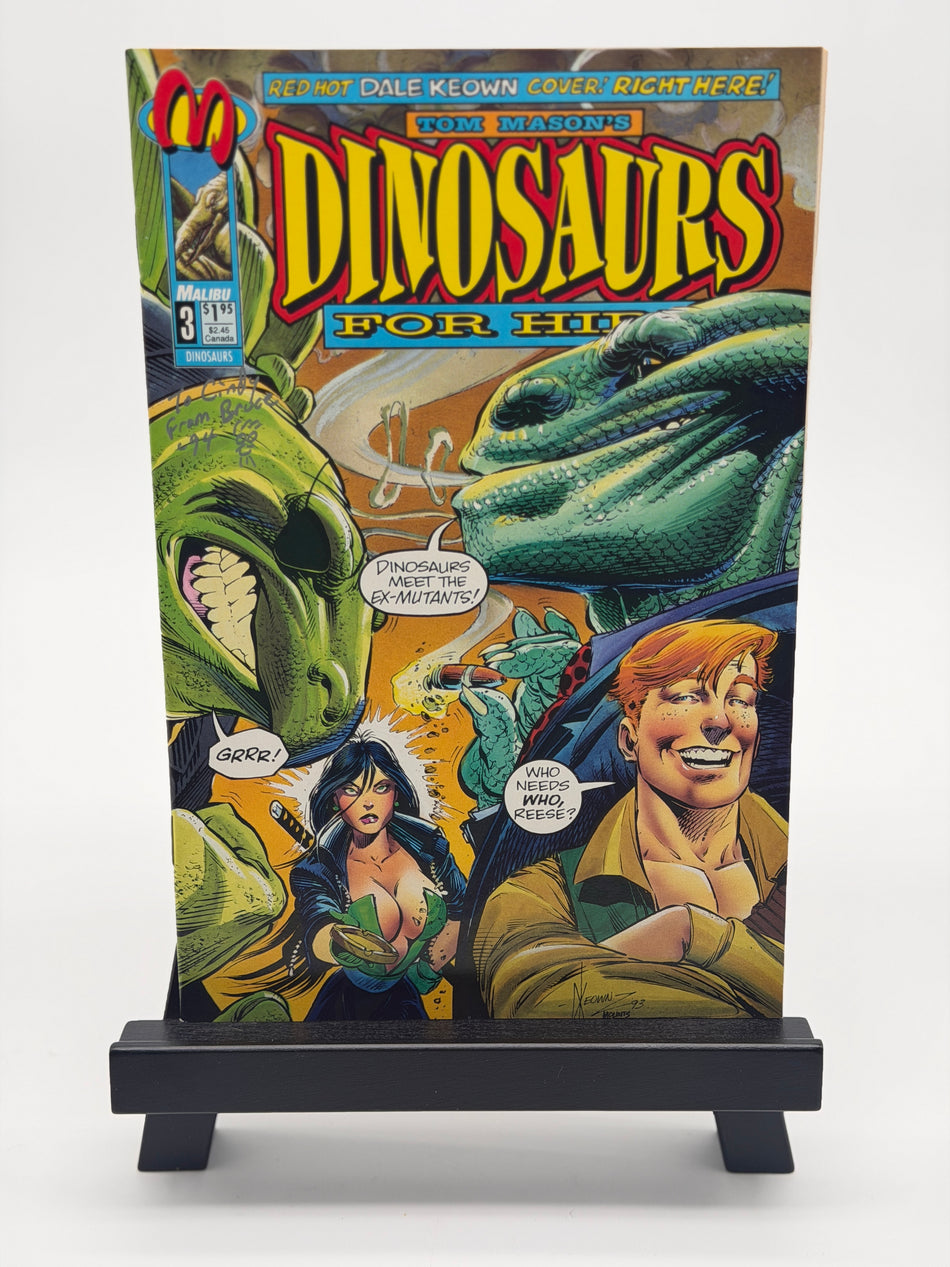 Tom Mason's Dinosaurs for Hire #4 1993 Malibu Comics Signed Bruce McCorkindale Cindy Inscribed