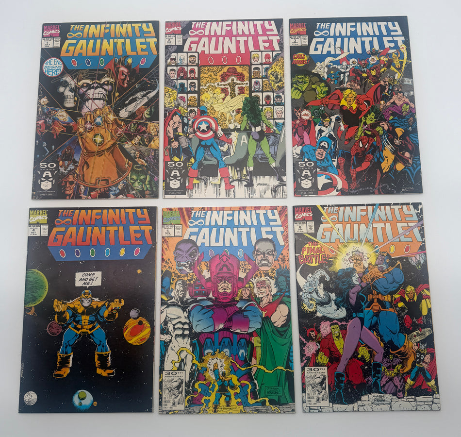 The Infinity Gauntlet #1-6 1991 Marvel Comics Complete Set Signed Jim Starlin Thanos Adam Warlock