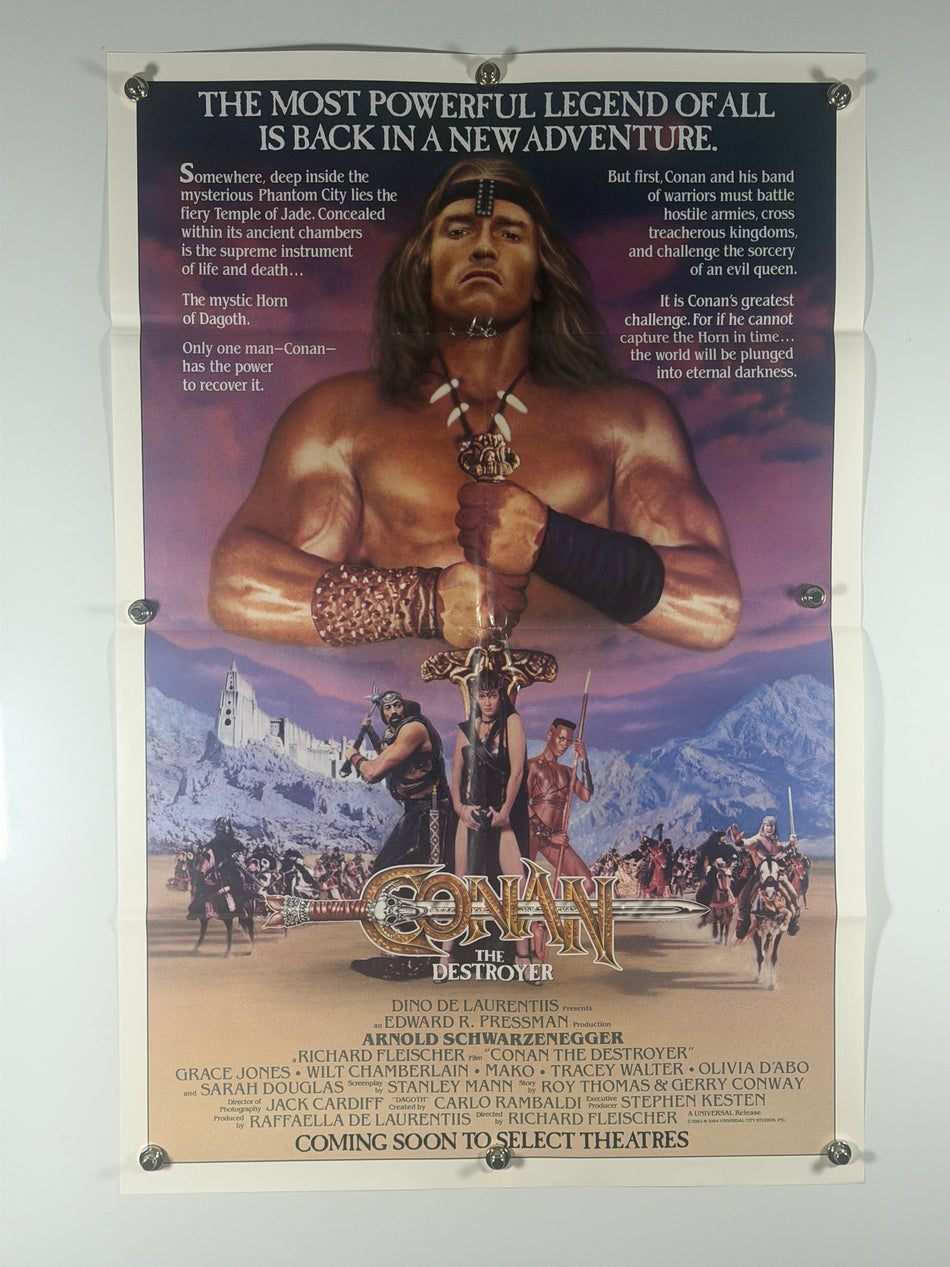 Conan the Destroyer 1984 Original Movie Poster 27x41 SS Previously Folded Now Rolled Arnold Schwarzenegger Advance - Joe's Geek VLT