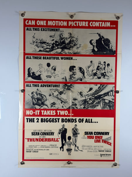 Thunderball You Only Live Twice 1970 Original Movie Poster 27x41 SS Previously Folded Now Rolled James Bond - Joe's Geek VLT