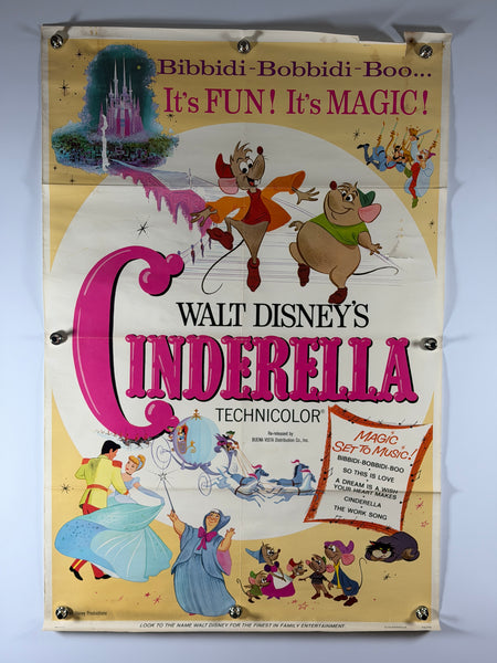 Cinderella (1973) Disney Re-Release Original Movie Poster 27x41 SS Previously Folded Rolled - Joe's Geek VLT