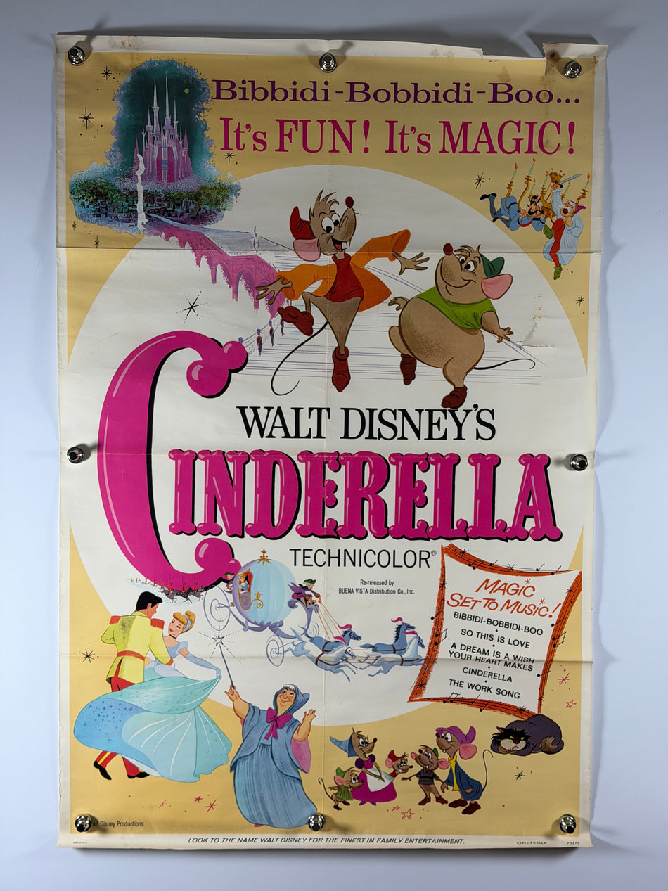 Cinderella (1973) Disney Re-Release Original Movie Poster 27x41 SS Previously Folded Rolled - Joe's Geek VLT