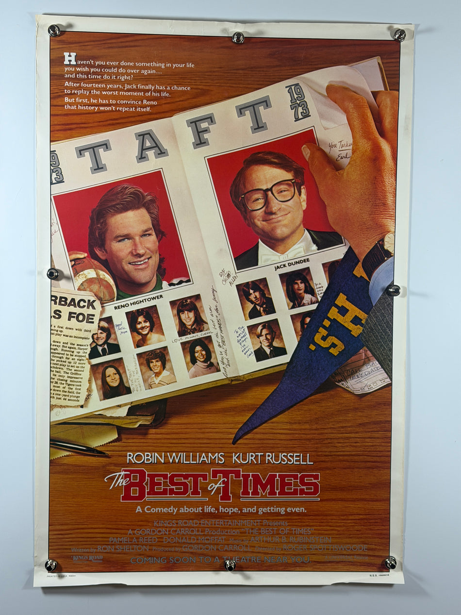 The Best of Times (1986) Original Movie Poster 27x41 SS Previously Folded Now Rolled Robin Williams Kurt Russell - Joe's Geek VLT