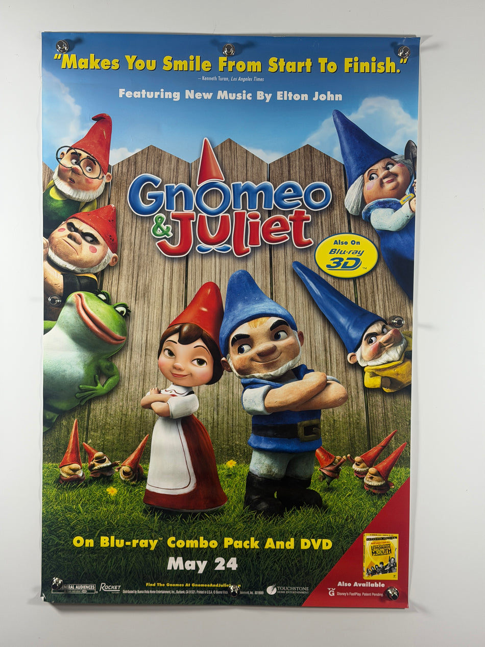 Gnomeo & Juliet 2011 Original Home Video Poster 27x40 SS Rolled Disney Elton John - Joe's Geek VLT