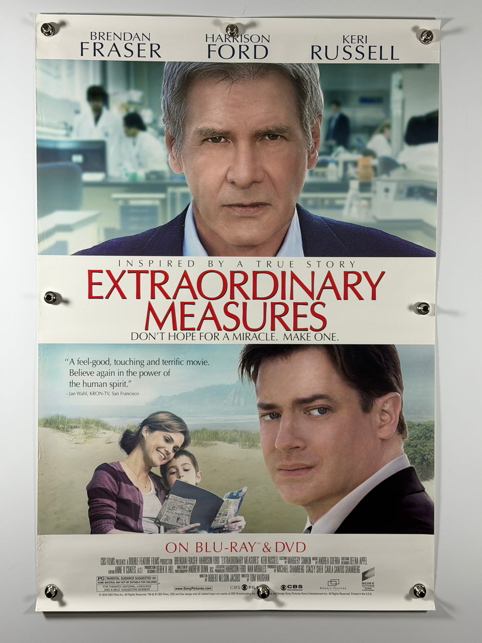 Extraordinary Measures 2010 Original Home Video Poster 27x40 SS Rolled Harrison Ford Brendan Fraser - Joe's Geek VLT