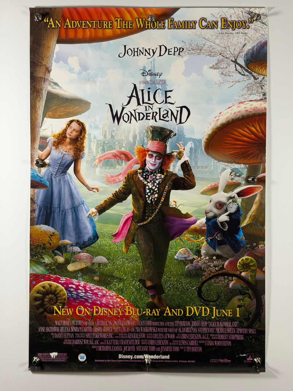 Alice in Wonderland 2010 Original Home Video Poster 27x40 SS Rolled Johnny Depp Mia Wasikowska