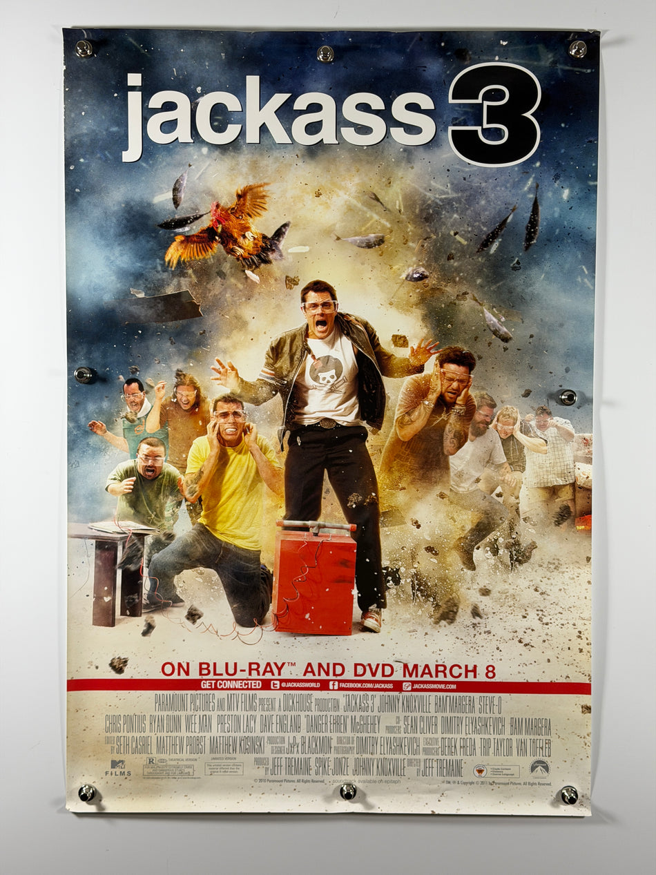 Jackass 3 2010 Original Home Video Poster 27x40 SS Rolled Johnny Knoxville Steve-O - Joe's Geek VLT