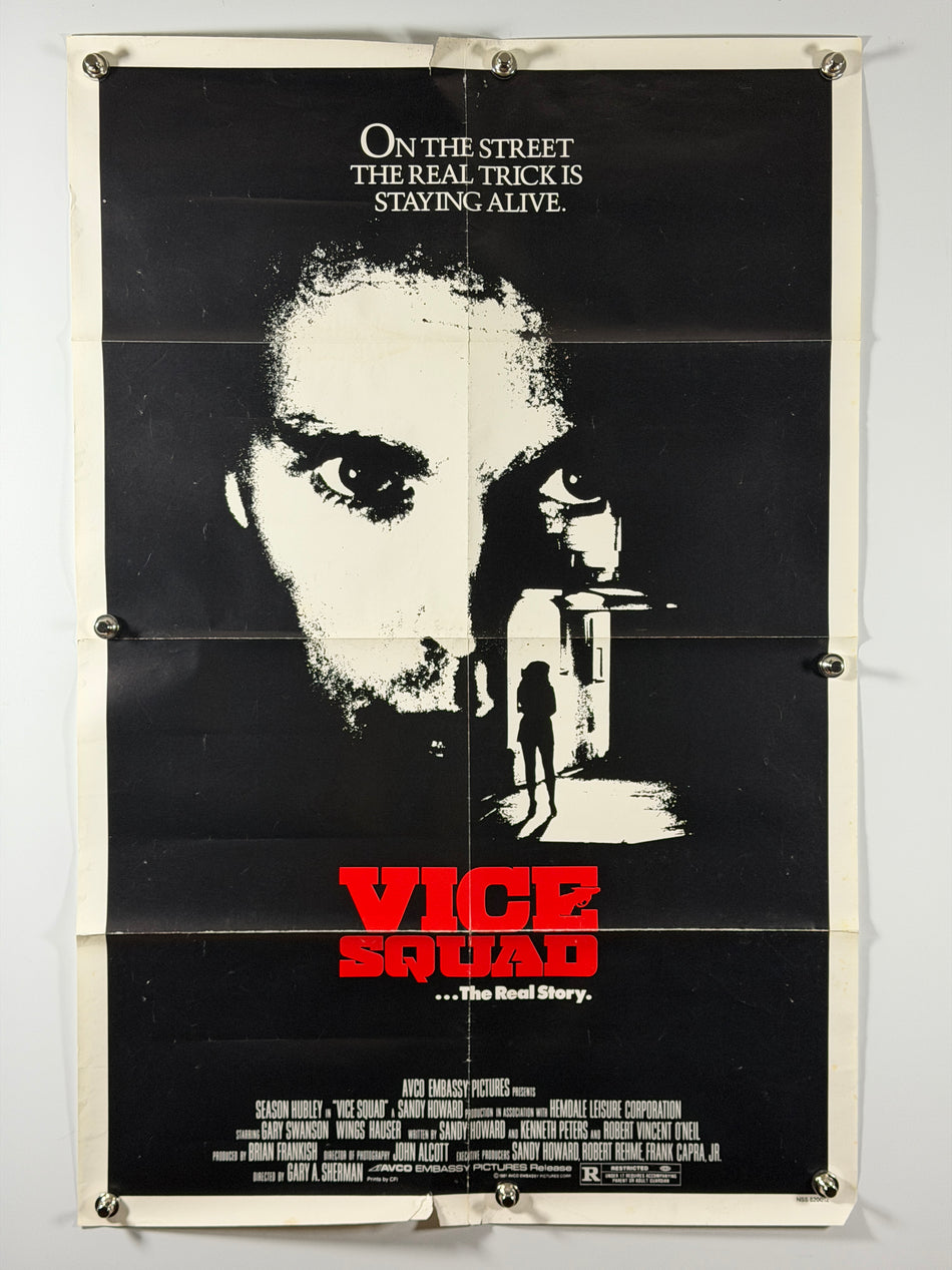 Vice Squad 1982 Original Movie Poster 27x41 SS Folded Season Hubley Wings Hauser