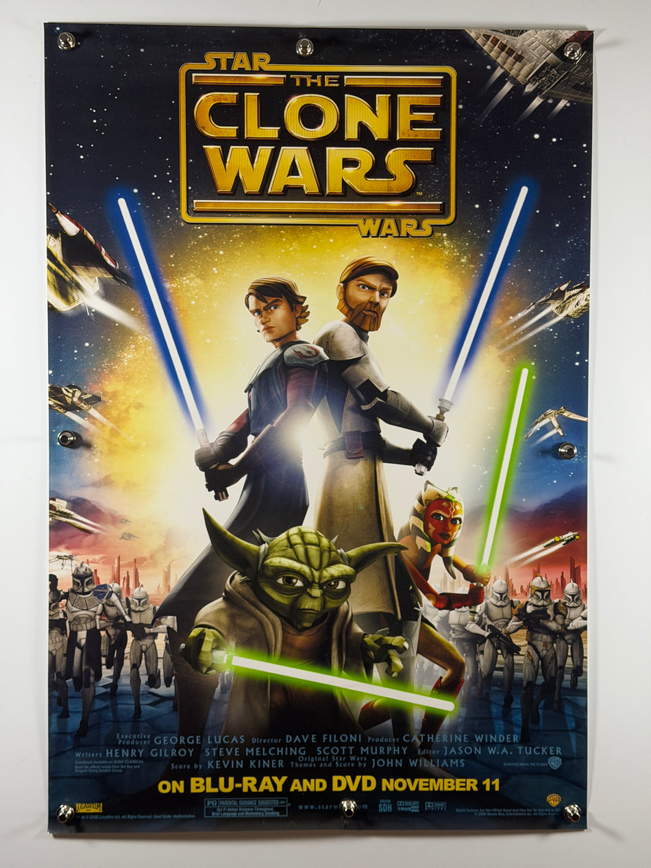 Star Wars The Clone Wars 2008 Original Home Video Poster 27x40 SS Rolled Yoda Ahsoka Anakin - Joe's Geek VLT