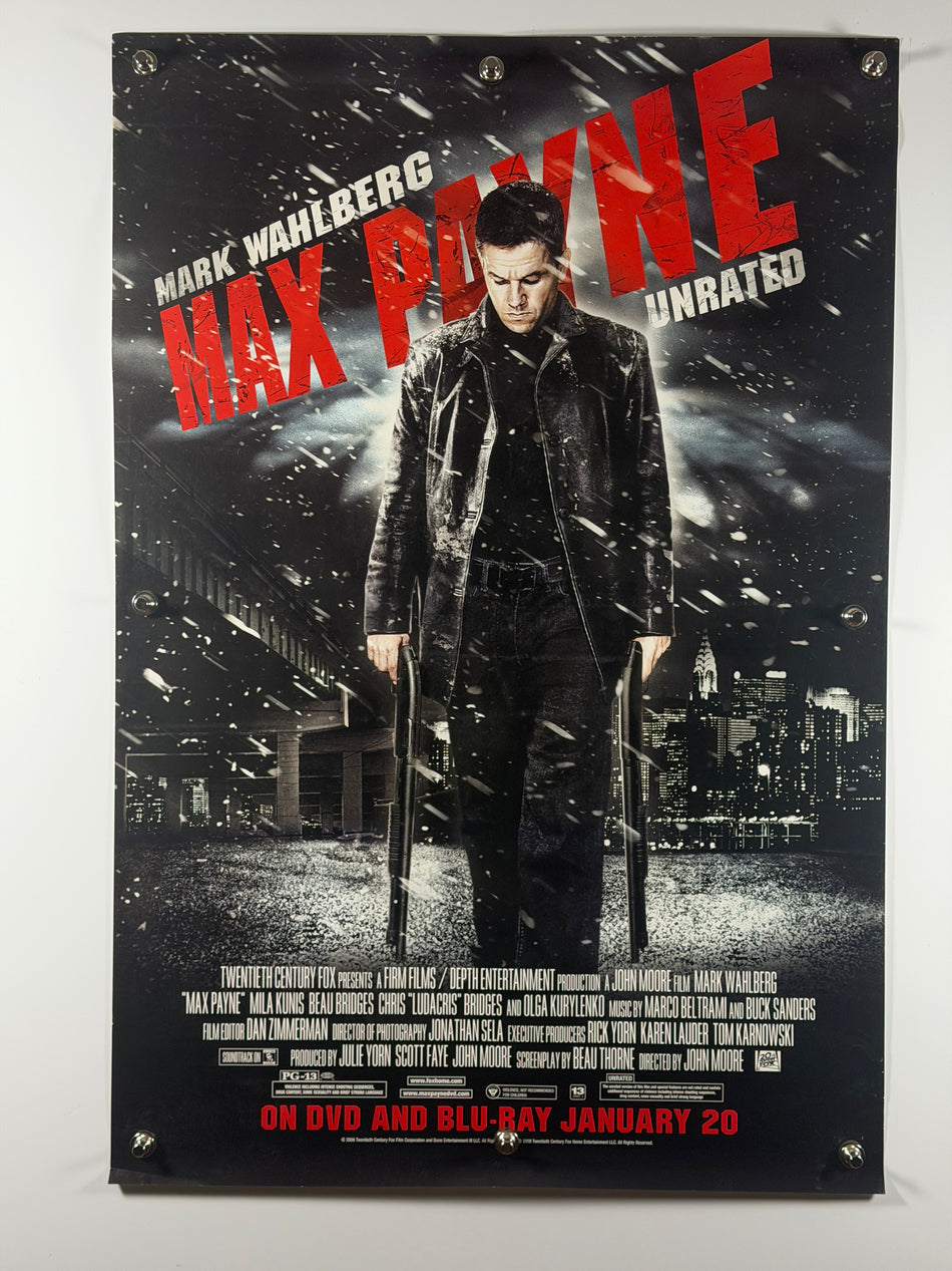 MAX PAYNE 2009 Original Home Video Poster 27x40 SS Rolled Mark Wahlberg Mila Kunis - Joe's Geek VLT