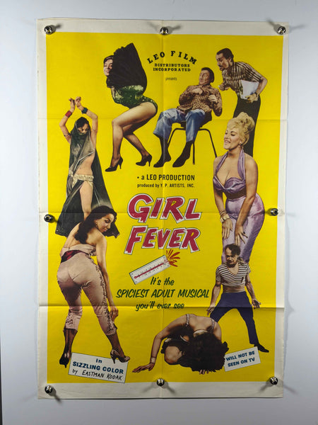 GIRL FEVER 1961 Original Movie Poster 27x41 Previously Folded Now Rolled Exploitation Musical