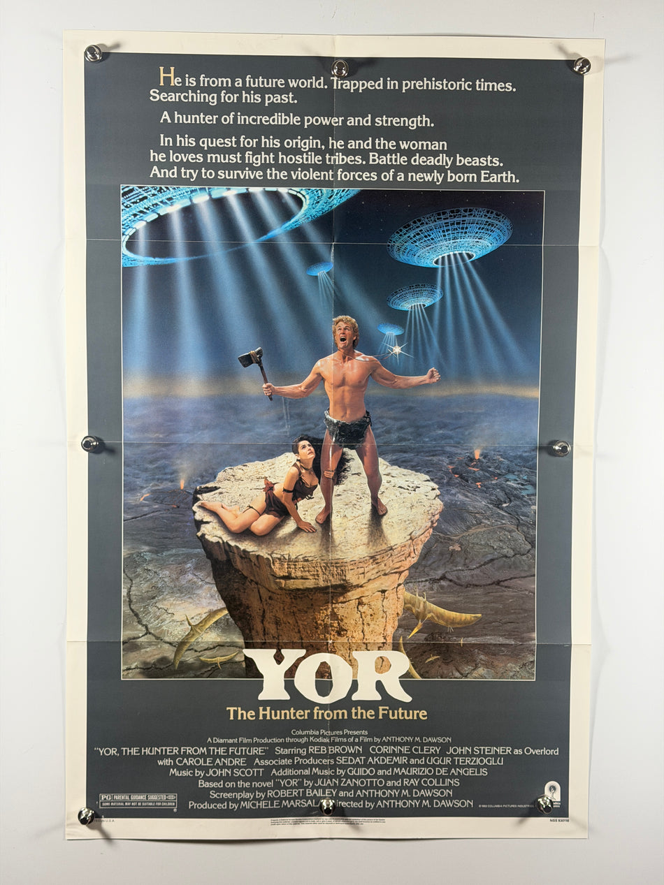 YOR THE HUNTER FROM THE FUTURE 1983 Original Movie Poster 27x41 Previously Folded Now Rolled Reb Brown Fantasy Sci-Fi