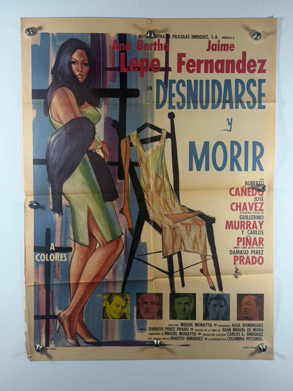 DESNUDARSE Y MORIR 1968 Original Mexican Movie Poster Previously Folded Now Rolled Ana Bertha Lepe Jaime Fernandez