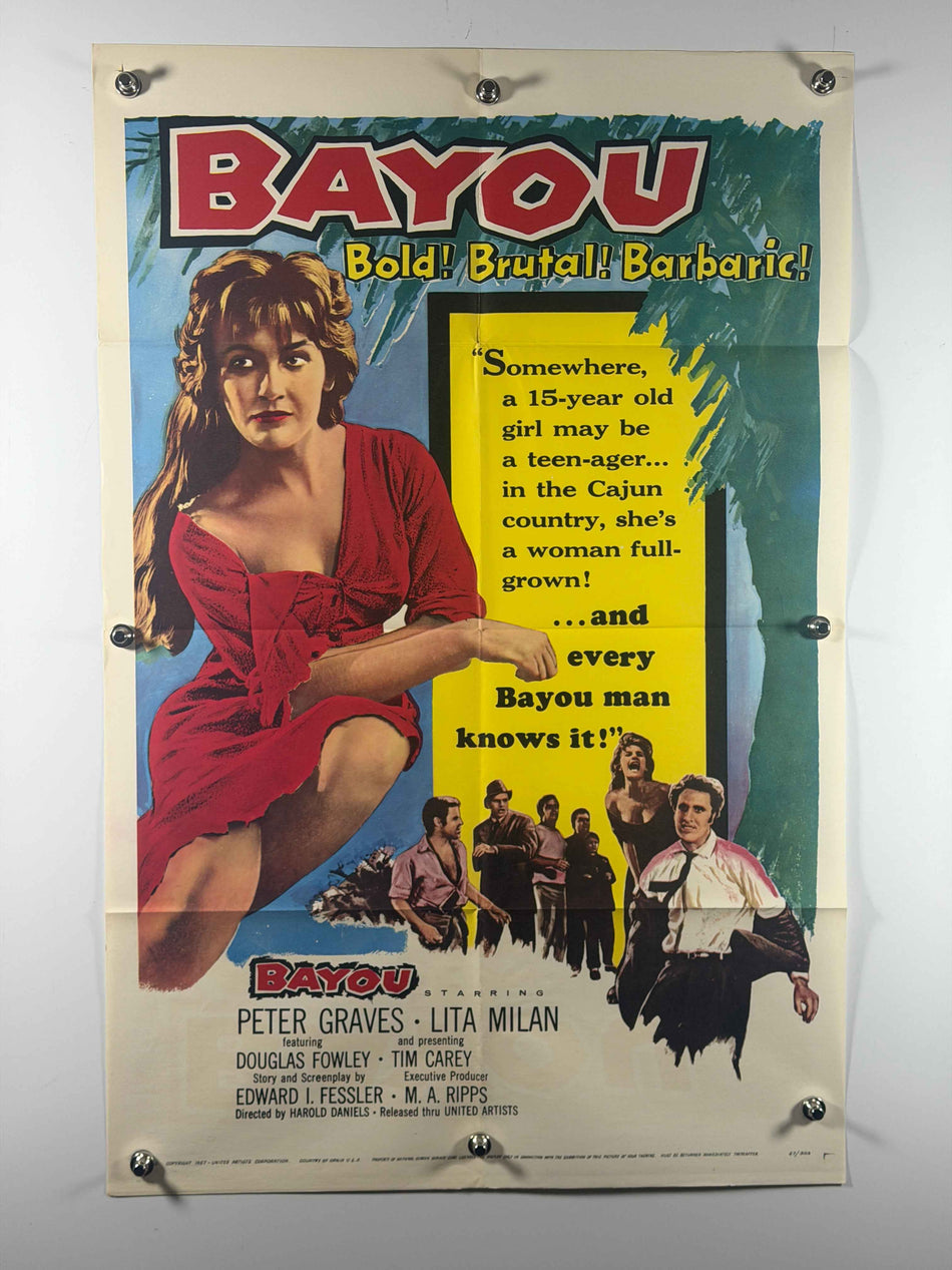 BAYOU 1957 Original Movie Poster 27x41 Previously Folded Now Rolled Peter Graves Lita Milan United Artists