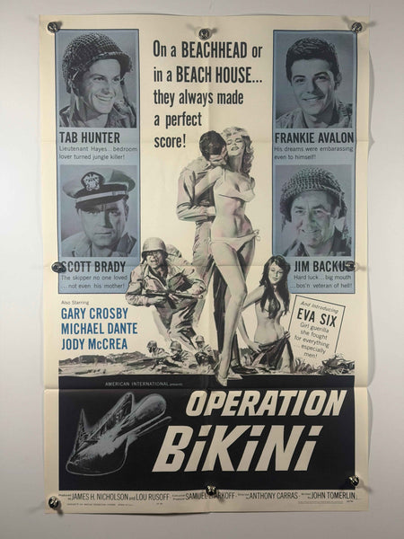 OPERATION BIKINI 1963 Original Movie Poster 27x41 Previously Folded Now Rolled Tab Hunter Frankie Avalon