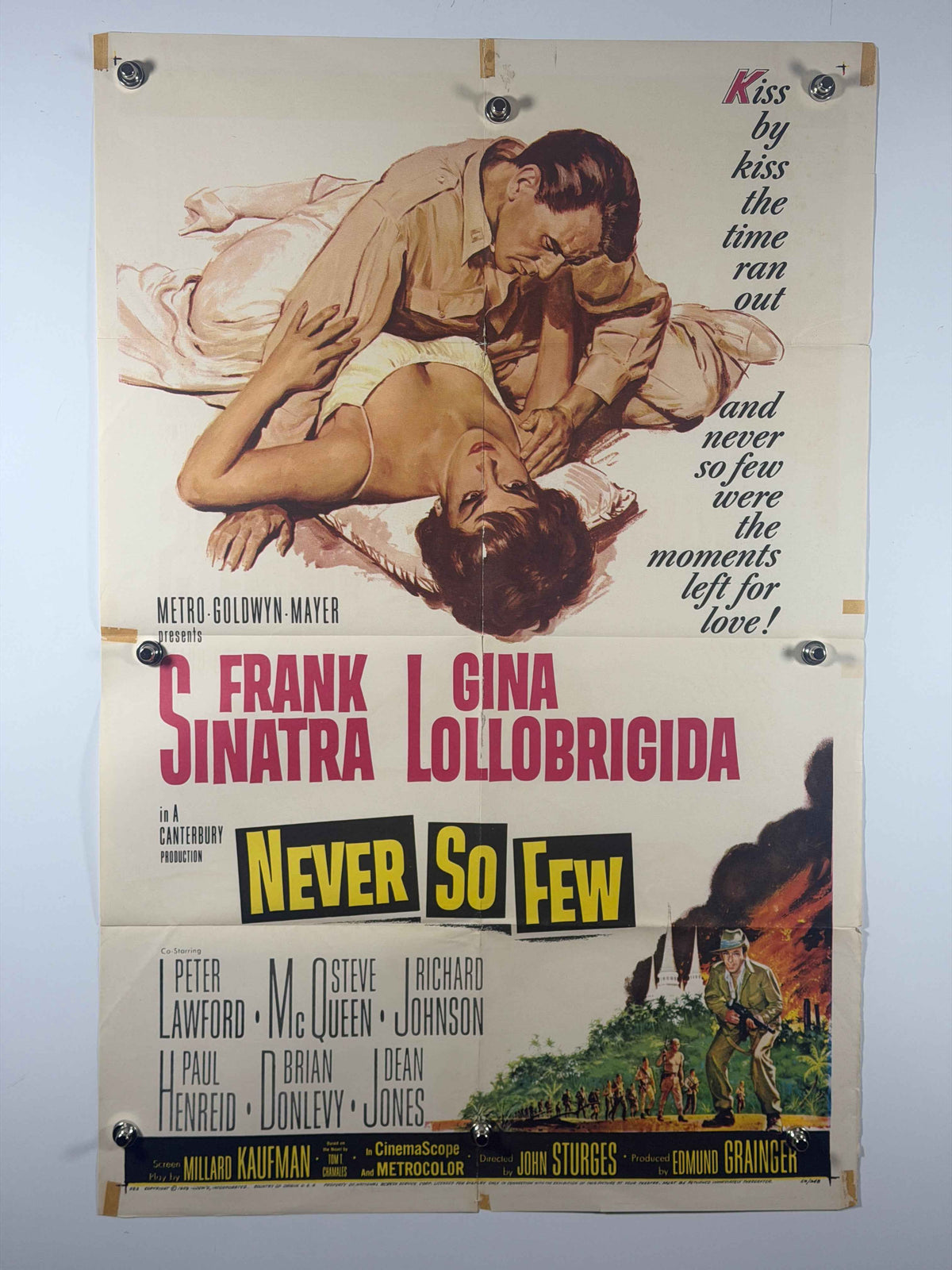 NEVER SO FEW 1959 Original Movie Poster 27x41 Previously Folded Now Rolled Frank Sinatra Steve McQueen