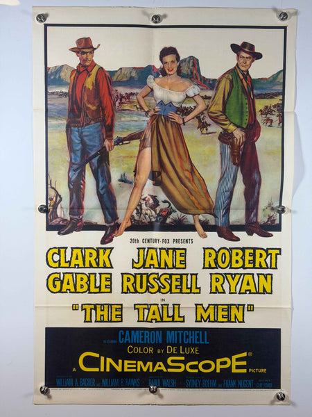 THE TALL MEN 1955 Original Movie Poster 27x41 Folded Now Rolled Clark Gable Jane Russell