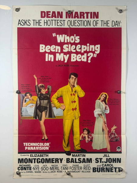 WHO’S BEEN SLEEPING IN MY BED? 1963 Original Movie Poster 27x41 Folded Now Rolled Dean Martin