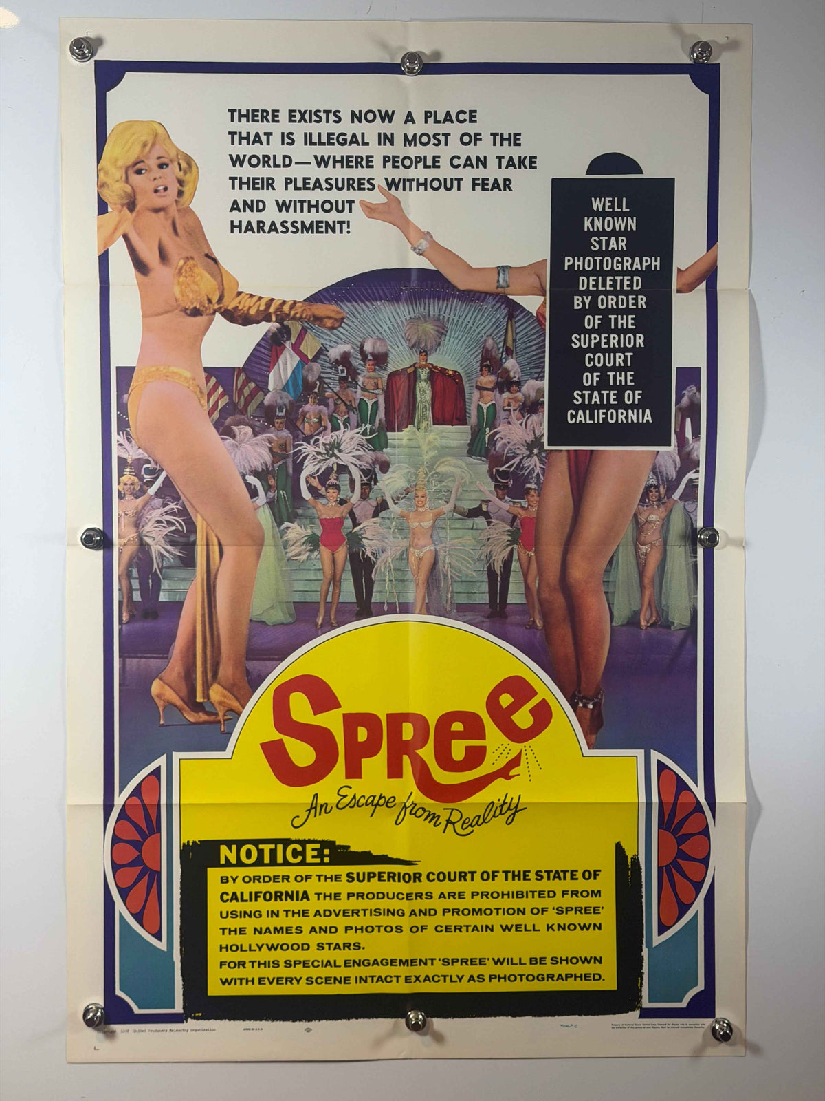 SPREE 1967 Original Movie Poster 27x41 Previously Folded Now Rolled One Sheet Jayne Mansfield Las Vegas
