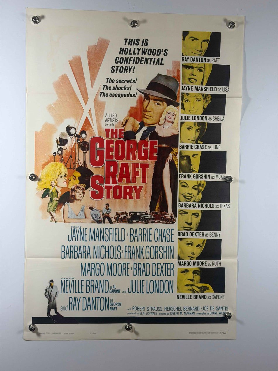 THE GEORGE RAFT STORY 1961 Original Movie Poster 27x41 Rolled SS Allied Artists Jayne Mansfield
