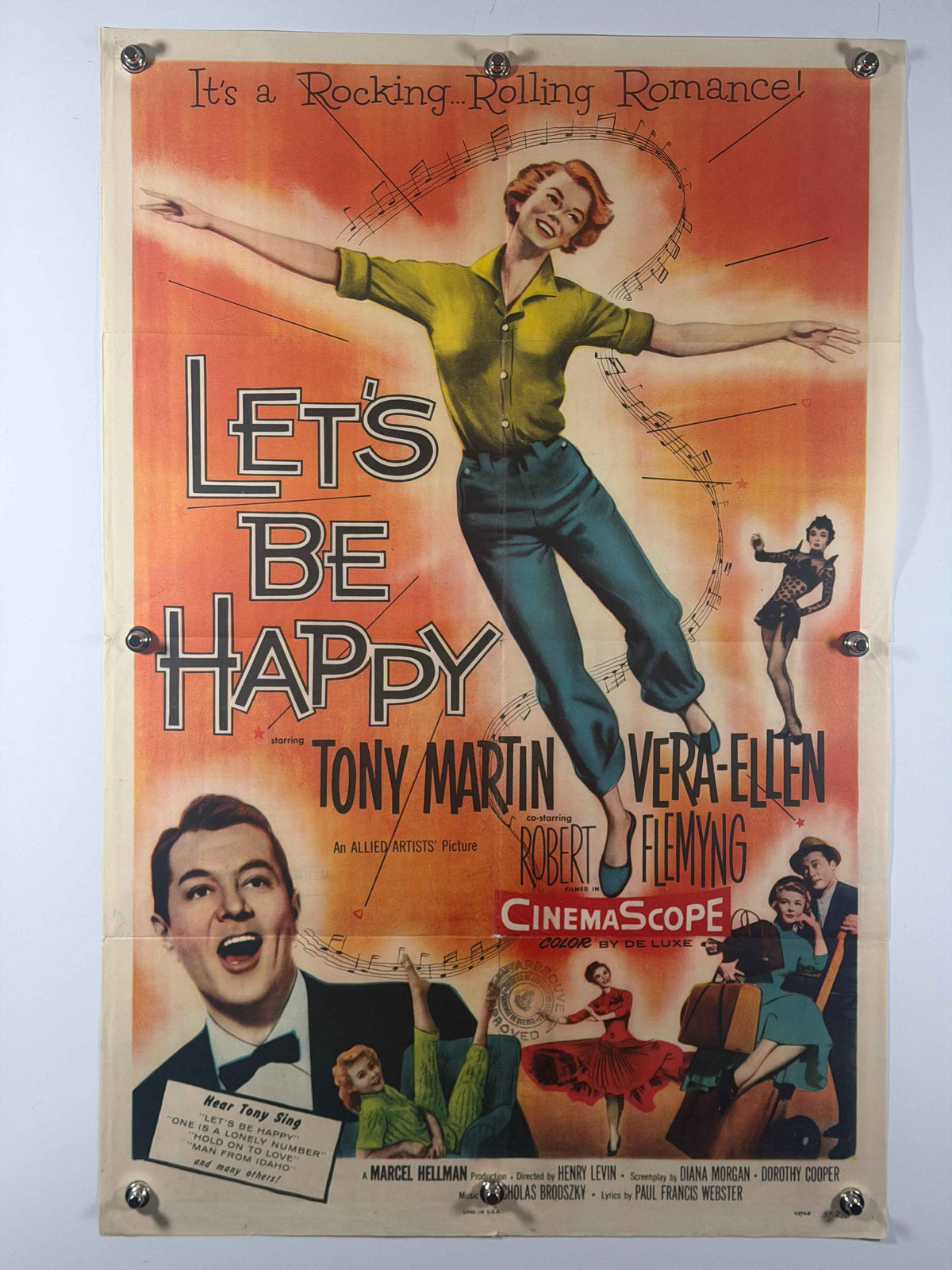 LET'S BE HAPPY 1957 Original Movie Poster 27x41 Rolled SS Allied Artists Tony Martin Vera-Ellen