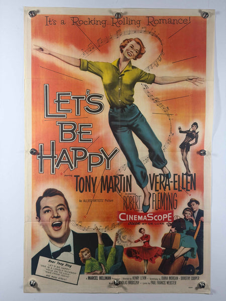 LET'S BE HAPPY 1957 Original Movie Poster 27x41 Rolled SS Allied Artists Tony Martin Vera-Ellen