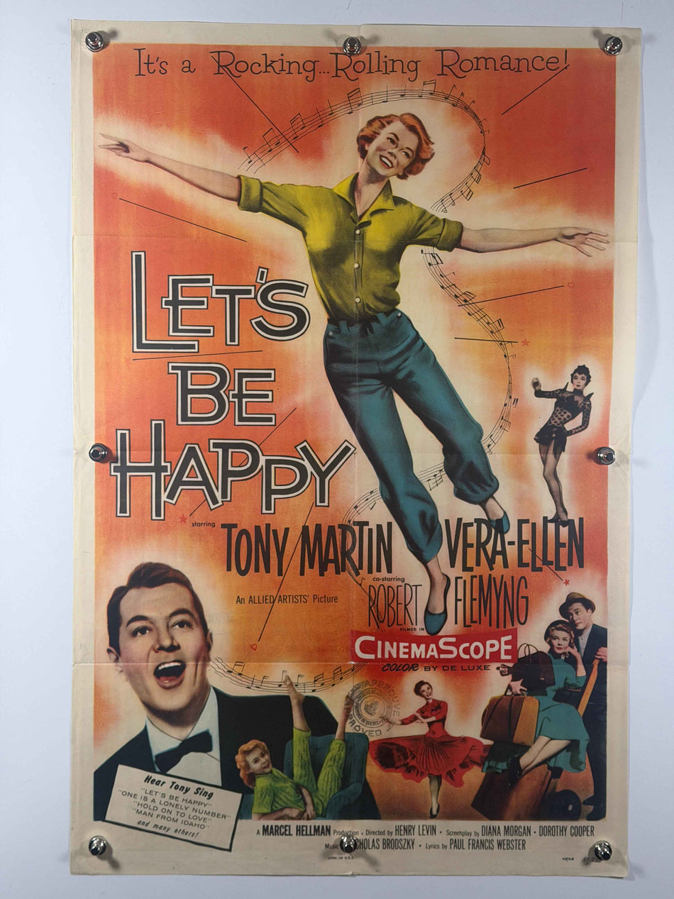 LET'S BE HAPPY 1957 Original Movie Poster 27x41 Rolled SS Allied Artists Tony Martin Vera-Ellen