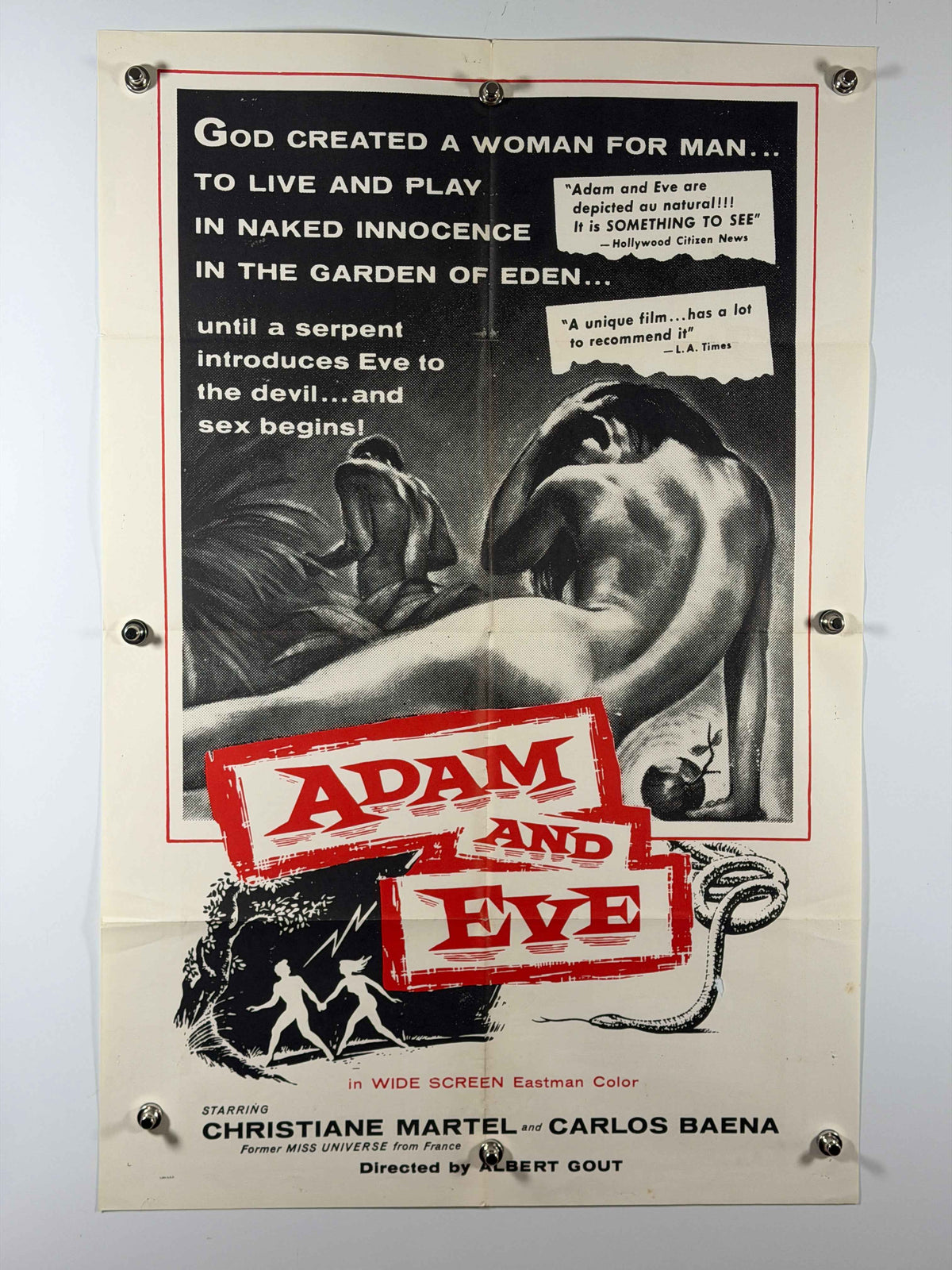 ADAM AND EVE 1968 Original Movie Poster 27x41 Rolled Christiane Martel Carlos Baena