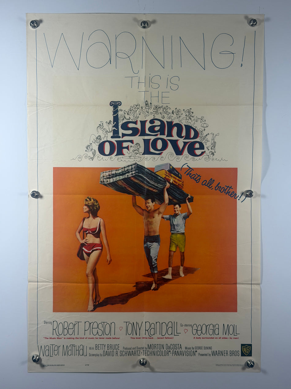 ISLAND OF LOVE 1963 Original Movie Poster 27x41 SS Rolled Robert Preston Tony Randall