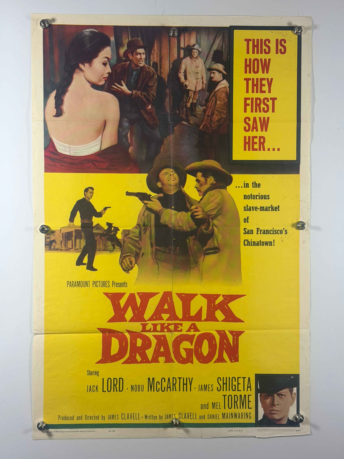 WALK LIKE A DRAGON 1960 Original Movie Poster 27x41 Rolled Jack Lord James Shigeta