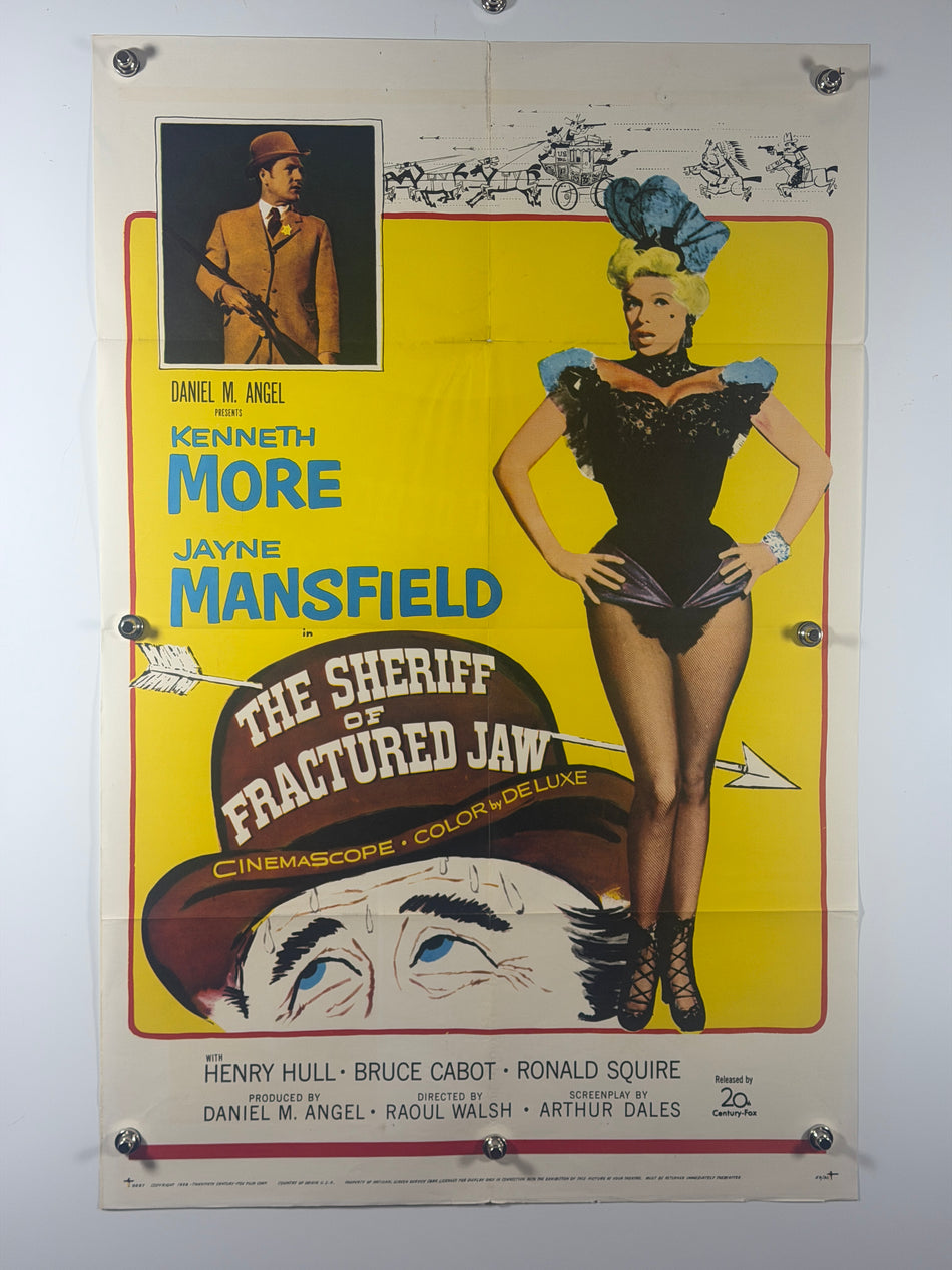 THE SHERIFF OF FRACTURED JAW 1959 Original Movie Poster 27x41 SS Rolled Jayne Mansfield Kenneth More
