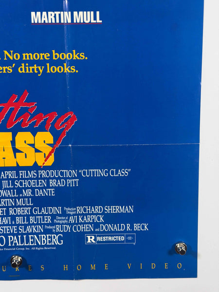 CUTTING CLASS 1989 Original Video Release Poster 27x40 SS Rolled Brad Pitt Roddy McDowall