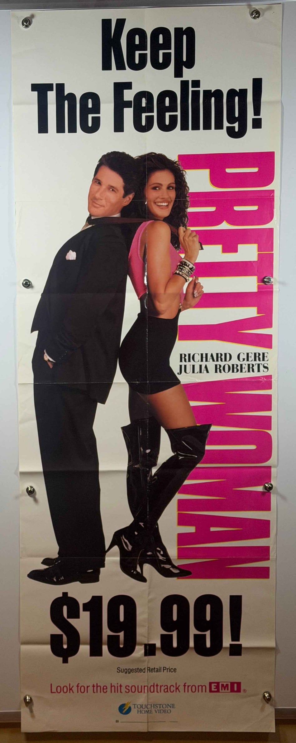 PRETTY WOMAN 1990 Original Video Release Poster Rolled Richard Gere Julia Roberts