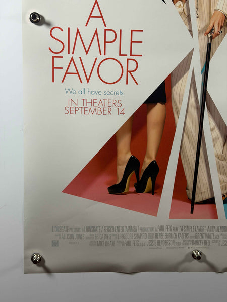 A SIMPLE FAVOR 2018 Original USA Movie Poster 27x40 DS Rolled Anna Kendrick Blake Lively