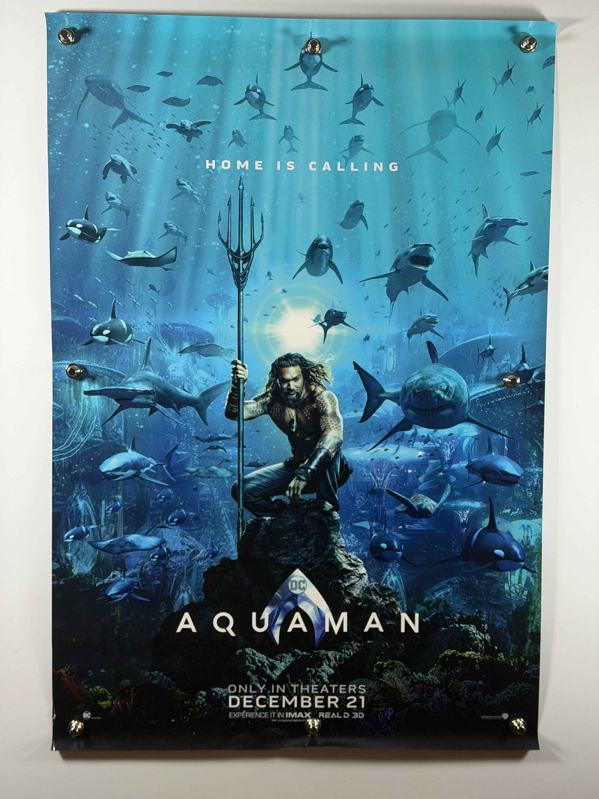 AQUAMAN 2018 Original Advance Movie Poster 27x40 DS Rolled Jason Momoa DC