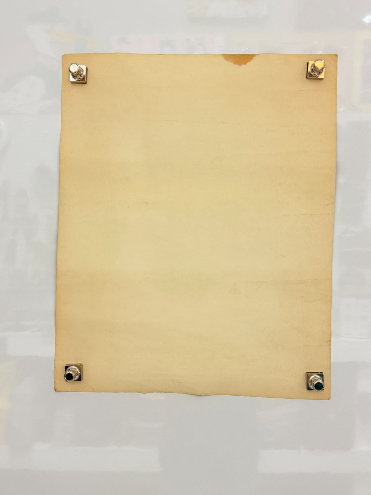 Reverse of Charles Edward Allen original illustration board showing age toning and upper-edge moisture stain