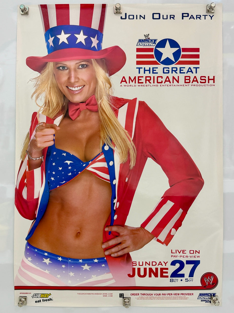 WWE The Great American Bash (2004) SmackDown PPV Poster Torrie Wilson— photo of exact poster