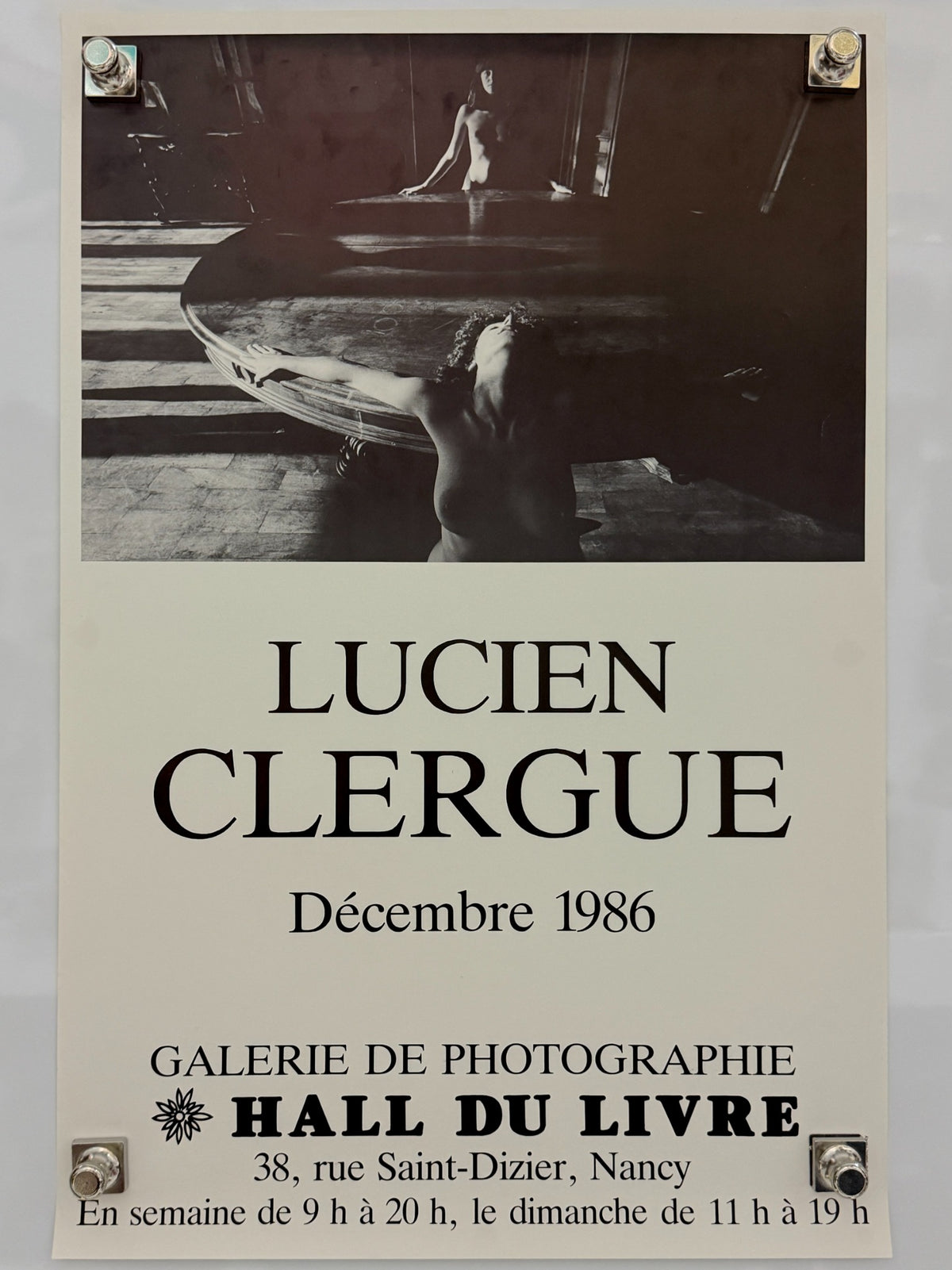 Lucien Clergue December 1986 Galerie de Photographie Hall du Livre exhibition poster, 16 x 23